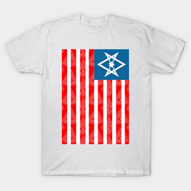 Stars And Stripes - All-Seeing Eye - Unicursal Hexagram. T-Shirt by OriginalDarkPoetry